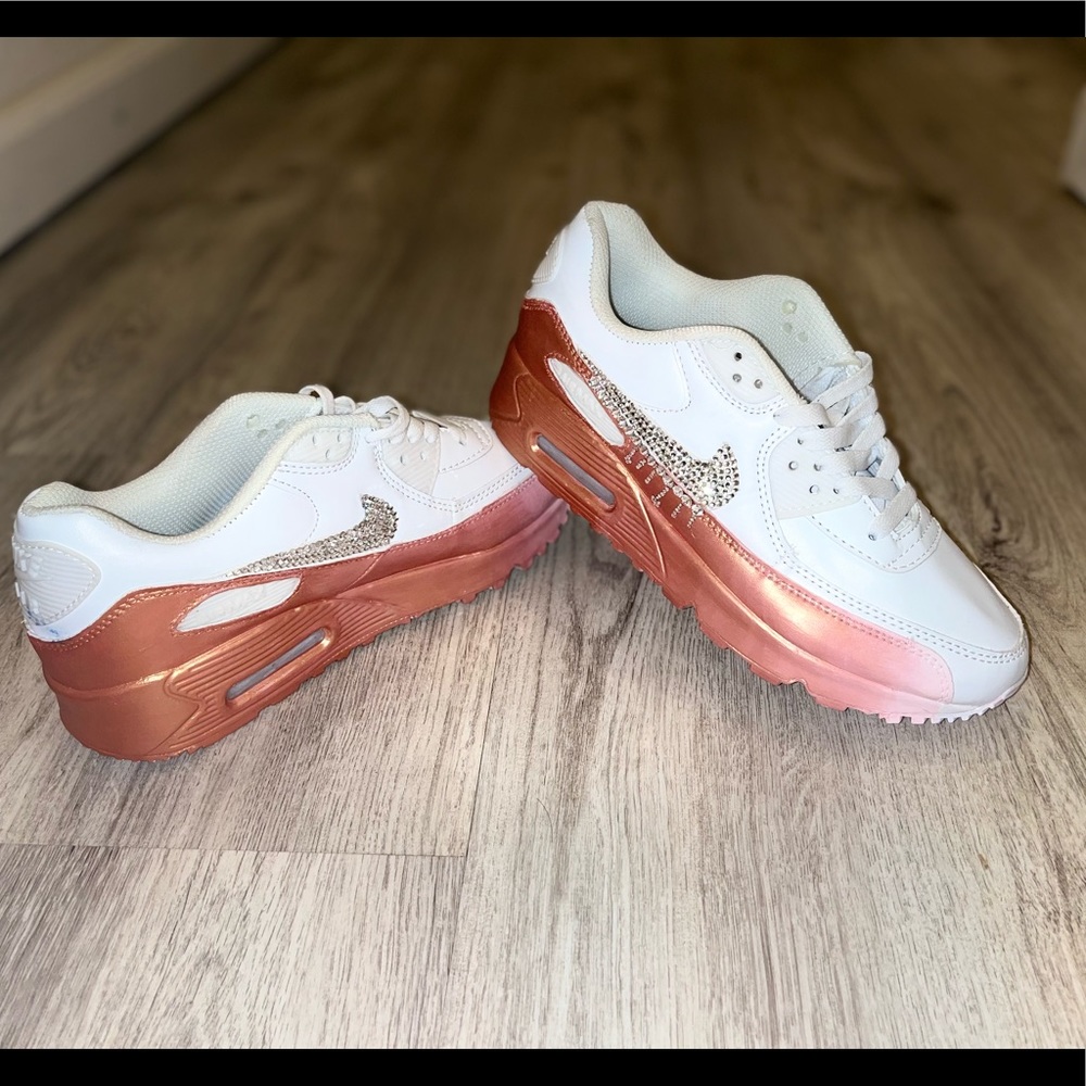 SOLD!! Women’s size 8 Air Max 90 with custom placed Swavorski Crystals.